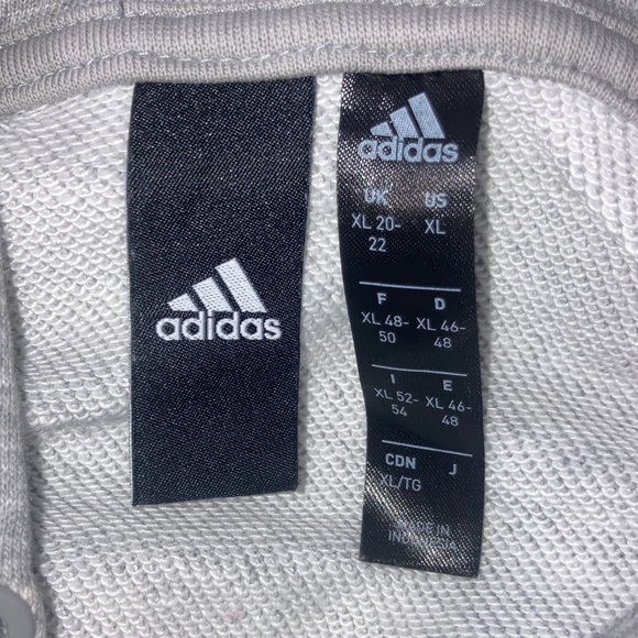 Adidas Gray & Pink Crop Top Hooded Sweatshirt Sz Youth XL - Picture 4 of 8